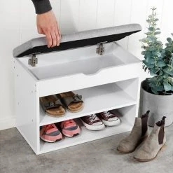 HI Skohylla Med Bänk Kudde 60x30x45 Cm -Chilli shop hi skohylla med bank kudde 60x30x45 cm vit 1962037