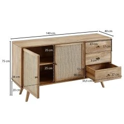 Wohnling Sideboard Clanton 40x140 Cm -Chilli shop sideboard clanton 40x140 cm brun 2770947