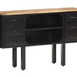 Be Basic Skänk 110x30x65 Cm Massivt Grovt Mangoträ Och Stål