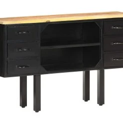 Be Basic Skänk 110x30x65 Cm Massivt Grovt Mangoträ Och Stål -Chilli shop skank 110x30x65 cm massivt grovt mangotra och stal brun 3748052