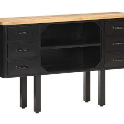 Be Basic Skänk 110x30x65 Cm Massivt Grovt Mangoträ Och Stål -Chilli shop skank 110x30x65 cm massivt grovt mangotra och stal brun 3748054