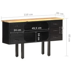 Be Basic Skänk 110x30x65 Cm Massivt Grovt Mangoträ Och Stål -Chilli shop skank 110x30x65 cm massivt grovt mangotra och stal brun 3748058