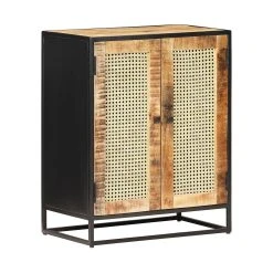 Be Basic Skänk 60x35x75 Cm Grovt Mangoträ Och Naturlig Rotting