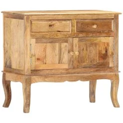 Be Basic Skänk Grå 80x35x70 Cm Massivt Mangoträ