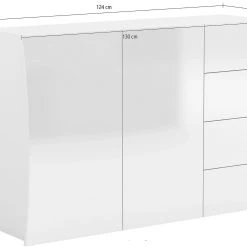 Skänk Arconate 124 Cm 2 Dörrar + 4 Lådor -Chilli shop skank arconate 124 cm 2 dorrar 4 lador vit hogglans 4465162