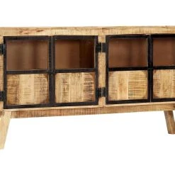 Be Basic Skänk Brun Och Svart 160x30x80 Cm Massivt Grovt Mangoträ