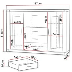 Skänk Dallas 157x43,5x111 Cm -Chilli shop skank dallas 157x435x111 cm ekled belysning 3753915