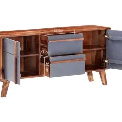 Be Basic Skänk Grå 120x30x55 Cm Massivt Sheshamträ -Chilli shop skank gra 120x30x55 cm massivt sheshamtra gra 3604247