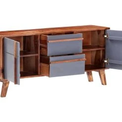 Be Basic Skänk Grå 120x30x55 Cm Massivt Sheshamträ -Chilli shop skank gra 120x30x55 cm massivt sheshamtra gra 3604248