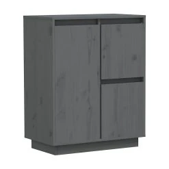 Skänk Svart 60x34x75 Cm Massiv Furu