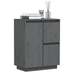 Skänk Svart 60x34x75 Cm Massiv Furu -Chilli shop skank gra 60x34x75 cm massiv furu gra 4893765