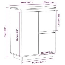 Skänk Svart 60x34x75 Cm Massiv Furu -Chilli shop skank gra 60x34x75 cm massiv furu gra 4893769