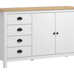 Be Basic Skänk Hill Range Vit 130x40x80 Cm Massiv Furu