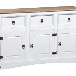 Be Basic Skänk I Mexikansk Coronastil Massiv Furu Vit 132x43x78 Cm