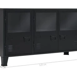 Be Basic Skänk Industriell Stil Metall 120x35x70 Cm Svart -Chilli shop skank industriell stil metall 120x35x70 cm svart svart 2688002