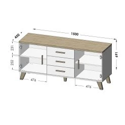 Skänk Loteria 150x45x69 Cm Med 2 Dörrar + 3 Lådor -Chilli shop skank loteria 150x45x69 cm med 2 dorrar 3 lador vitsonomaek 3508983