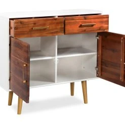 Be Basic Skänk Massivt Akaciaträ 90x33,5x83 Cm -Chilli shop skank massivt akaciatra 90x335x83 cm vit 2717114