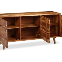 Heath & Moor Skänk Massivt Trä Med Snidade Dörrar 160x40x75 Cm -Chilli shop skank massivt tra med snidade dorrar 160x40x75 cm brun 4896676