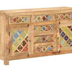 Be Basic Skänk Med Keramik 140x40x80 Cm Massivt Mangoträ -Chilli shop skank med keramik 140x40x80 cm massivt mangotra flerfargad 4890474