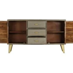 Be Basic Skänk Med Lådor Mangoträ Grå Med Mässing 140x40x80 Cm -Chilli shop skank med lador mangotra gra med massing 140x40x80 cm gra 3233645