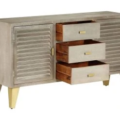 Be Basic Skänk Med Lådor Mangoträ Grå Med Mässing 140x40x80 Cm -Chilli shop skank med lador mangotra gra med massing 140x40x80 cm gra 3233646