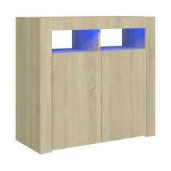 Be Basic Skänk Med LED-belysning Sonoma-ek 80x35x75 Cm