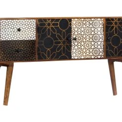 Be Basic Skänk Med Mönster 130x30x70 Cm Massivt Mangoträ