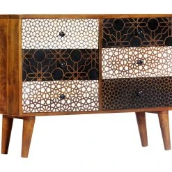 Be Basic Skänk Med Mönster 90x30x70 Cm Massivt Mangoträ
