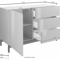 Skänk Metzera 110 Cm Med Fötter Dörr + 3 Lådor -Chilli shop skank metzera 110 cm med fotter dorr 3 lador antracit hogglans 3874214