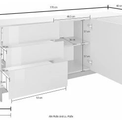 Skänk Metzera 170 Cm Med Fötter Dörr + 6 Lådor -Chilli shop skank metzera 170 cm med fotter dorr 6 lador antracit hogglans 3874633