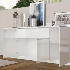 Skänk Metzera 210 Cm 4 Dörrar + Låda -Chilli shop skank metzera 210 cm 4 dorrar lada vit hogglans 4465371