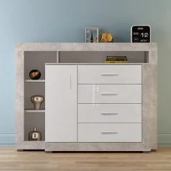 Skänk Mokotow 136x40,3x104,4 Cm -Chilli shop skank mokotow 136x403x1044 cm betonggravit hogglans 4464612