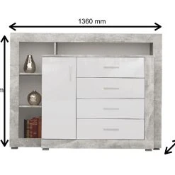 Skänk Mokotow 136x40,3x104,4 Cm -Chilli shop skank mokotow 136x403x1044 cm betonggravit hogglans 4464614