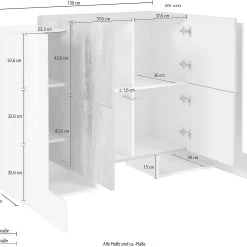 Skänk Pilander 130 Cm 6 Dörrar -Chilli shop skank pilander 130 cm 6 dorrar vit hogglans 4465245