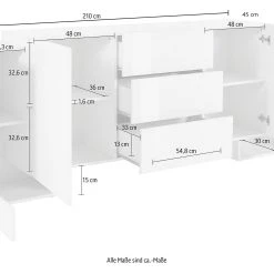 Skänk Pilander 210 Cm 4 Dörrar + 3 Lådor -Chilli shop skank pilander 210 cm 4 dorrar 3 lador vitnatur 4465192