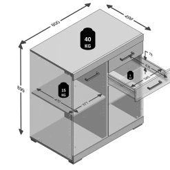 In Living Skänk Rhonda 80 Cm 2 Luckor 2 Lådor -Chilli shop skank rhonda 80 cm 2 luckor 2 lador vitbetong 1848597