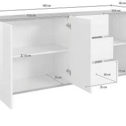Skänk Sundern 160 Cm 3 Dörrar + Låda -Chilli shop skank sundern 160 cm 3 dorrar lada antracitvit hogglans 4465369