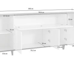 Skänk Sundern 160 Cm -Chilli shop skank sundern 200 cm naturlonnfargvit hogglans 4465379