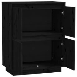 Skänk Vit 60x34x75 Cm Massiv Furu -Chilli shop skank svart 60x34x75 cm massiv furu svart 4893782