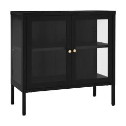 Be Basic Skänk Svart 70x35x70 Cm Stål Och Glas