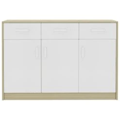 Be Basic Skänk Vit Och Sonoma-ek 110x30x75 Cm Spånskiva -Chilli shop skank vit och sonoma ek 110x30x75 cm spanskiva flerfargad 3052893