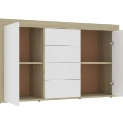 Be Basic Skänk Vit Och Sonoma-ek 120x36x69 Cm Spånskiva -Chilli shop skank vit och sonoma ek 120x36x69 cm spanskiva beige 3054569