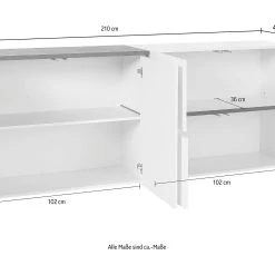 Skänk Zeinia 210 Cm 6 Dörrar -Chilli shop skank zeinia 210 cm 6 dorrar vitnaturlonnfarg 4465393