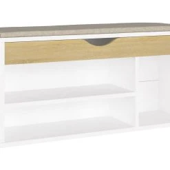 Be Basic Skobänk Med Dyna Vit 104x30x49 Cm Spånskiva