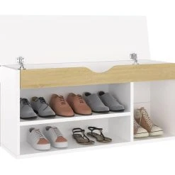 Be Basic Skobänk Med Dyna Vit 104x30x49 Cm Spånskiva -Chilli shop skobank med dyna vit och sonoma ek 104x30x49 cm spanskiva vitek 4111685