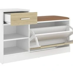 Be Basic Skobänk Vit 94,5x31x57 Cm Spånskiva -Chilli shop skobank vit och sonoma ek 945x31x57 cm spanskiva beige 4197964