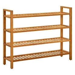 Be Basic Skohylla Med 4 Hyllor 100x27x80 Cm Massiv Ek