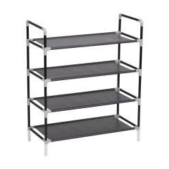 Be Basic Skohylla Med 4 Hyllor Metall Och Non-woven Tyg Svart