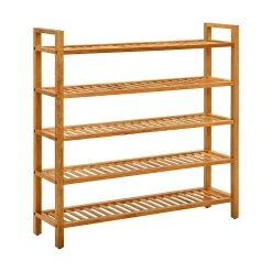 Be Basic Skohylla Med 5 Hyllor 100x27x100 Cm Massiv Ek