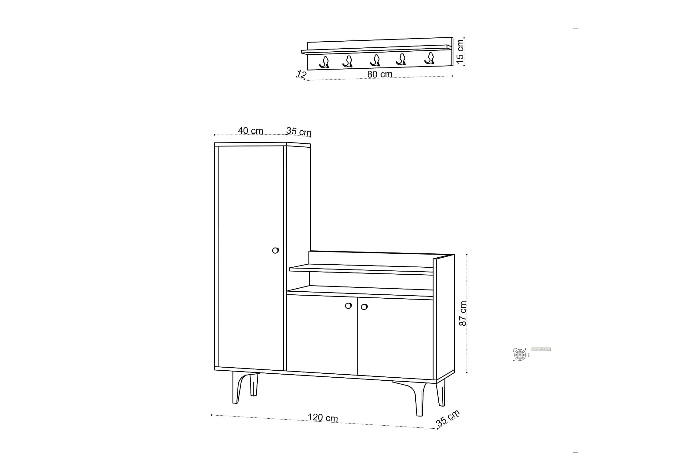 Skoskåp Barneveld 120x35 Cm 4 Skoskåp Barneveld 120x35 Cm - Bild 4